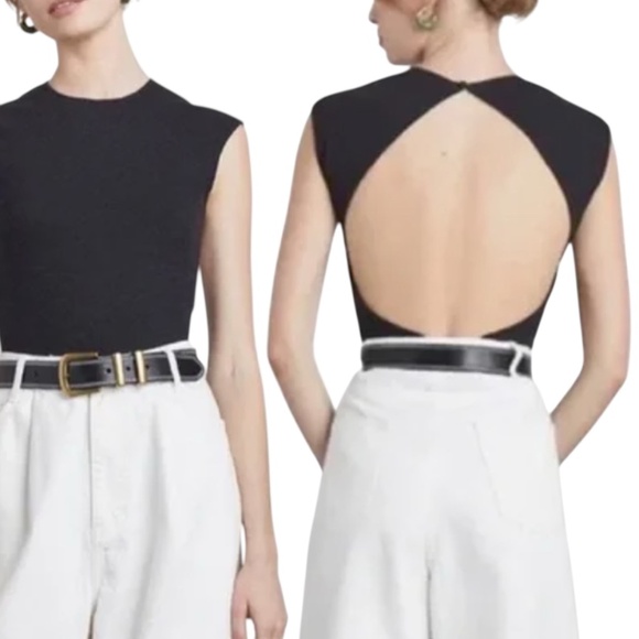 Who What Wear Tops - Who What Wear Megan Textured Open Back Bodysuit